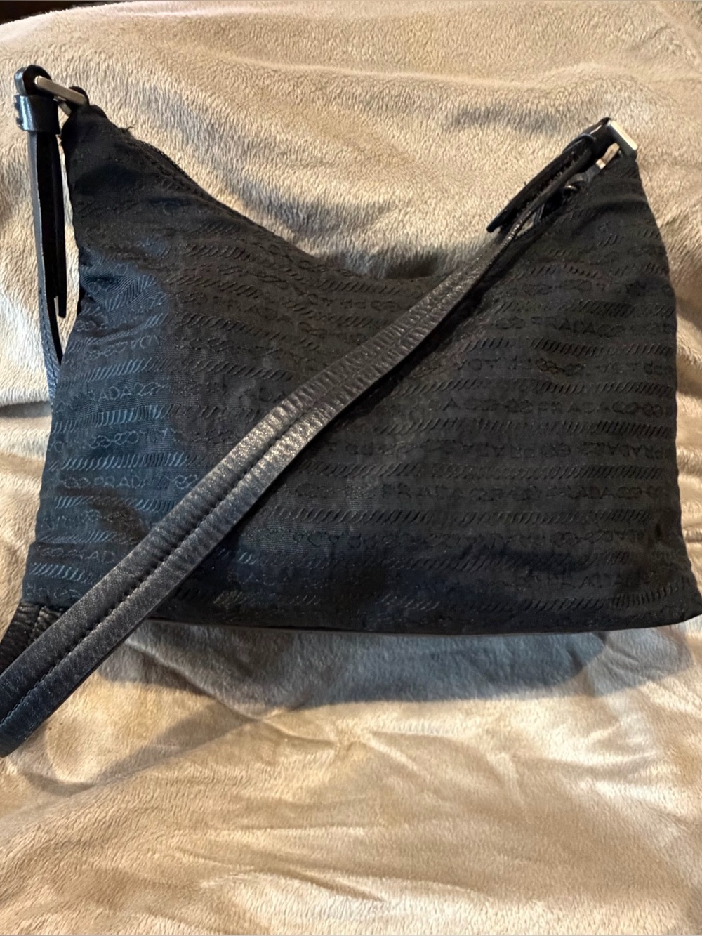 PRADA Tessuto Nylon Pochette, in Signature Logo Design & Matte Silver Hardware - Picture 3 of 14